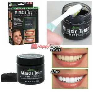 Кокосов въглен за избелване на зъби Miracle Teeth, Natural, ..
